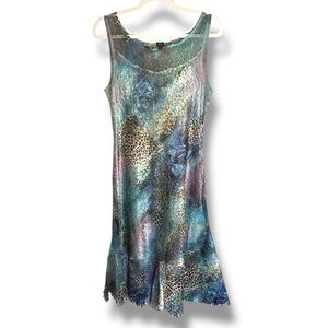 Komarov Leopard Tie Dye Sleeveless Midi Dress Size Large